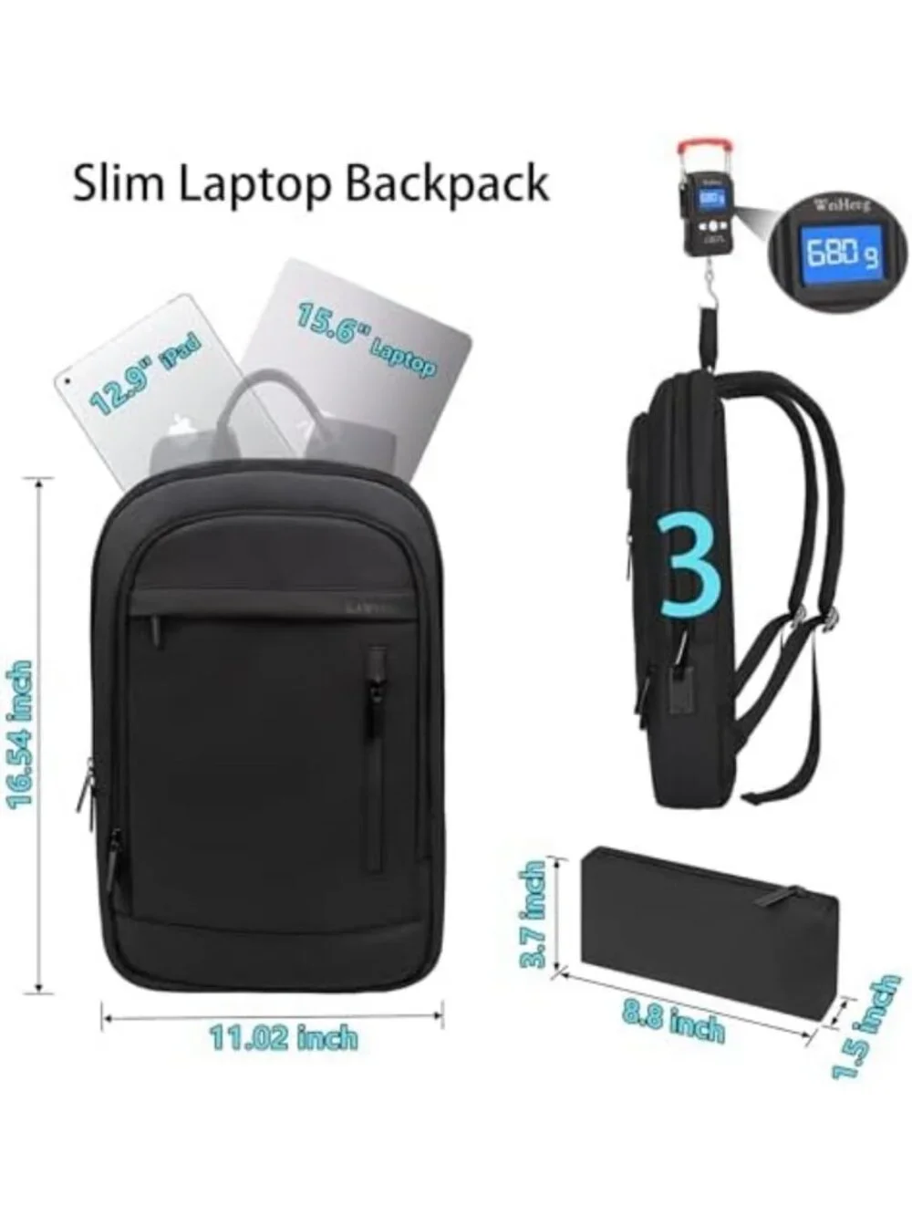 Lightweight Laptop Backpack for Men, 15.6